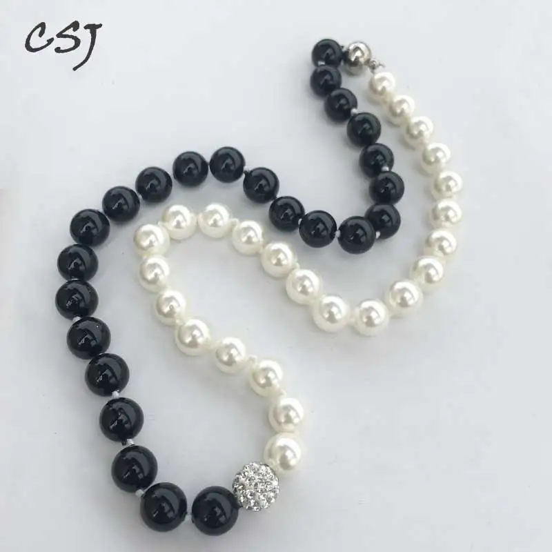 

CSJ 8MM Shell Beaded Pearl Necklace for Women Girl Party Fresh water Jewelry