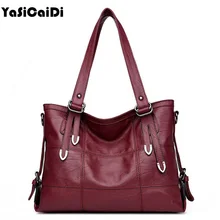 YASICAIDI Patchwork Women Casual Shoulder Bag High Quality Black Pu Leather Women Handbag Vintage Stitching Crossbody Bag sac