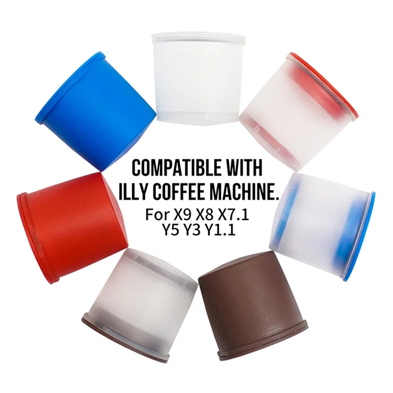 

3pcs/pack illy Refillable Plastic Coffee Filter with 1pc spoon&brush for illy Coffee Machine Reuse Pods Brewers Coffee Cup