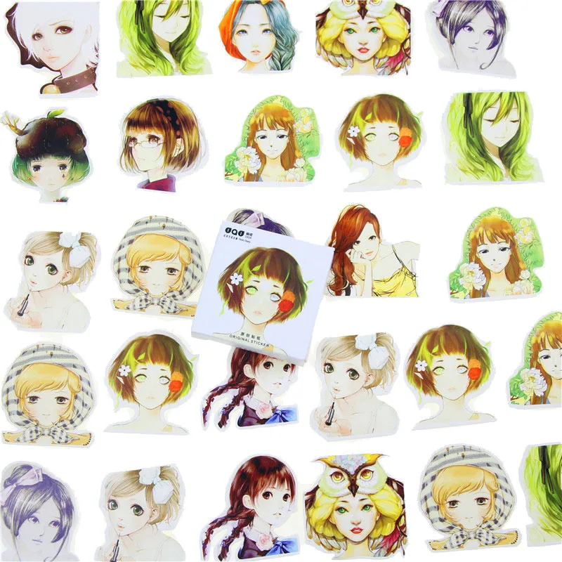 

45 Pcs/box Cute Kawaii Girl Papers Stickers Flakes Romantic Love For Diary Decoration DIY Scrapbooking Sticker