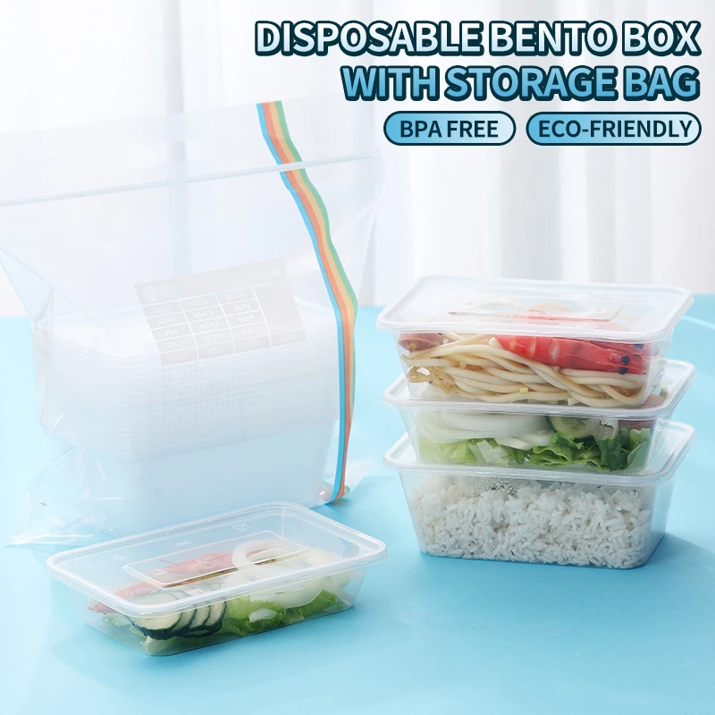 

WORTHBUY 10 Pcs/Set Japanese Disposable Food Containers BPA Free Plastic Bento Box Microwave Lunch Box For School Dinner Set