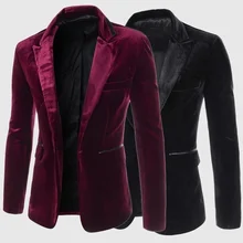 ZOGAA Men Burgundy Velvet Jacket 2019 Brand New Slim Fit Men coat Single Button Wedding Formal Business Dress men casual blazer ZOGAA Men Burgundy Velvet Jacket 2019 Brand New Slim Fit Men coat Single Button Wedding Formal Business Dress men casual blazer