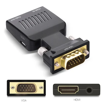 

20pcs/lot 1080P HD Male to Female VGA out to HDMI in Converter Adapter With Audio Video Output for PC Laptop