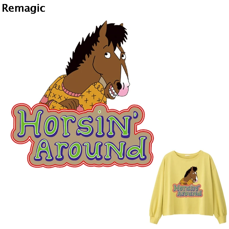 

BoJack Horseman Patch Iron on Heat Transfer Printing Patches Stickers for Clothes DIY Appliques Washable A-level Thermal Patches