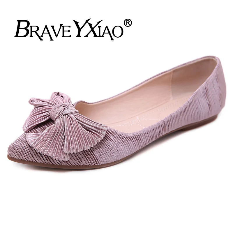 

Fashion Flats for Women Shoes Butterfly Knot Pointed toe Casual Slip-on Casual Ladies Shoes Plus Size 42 B047