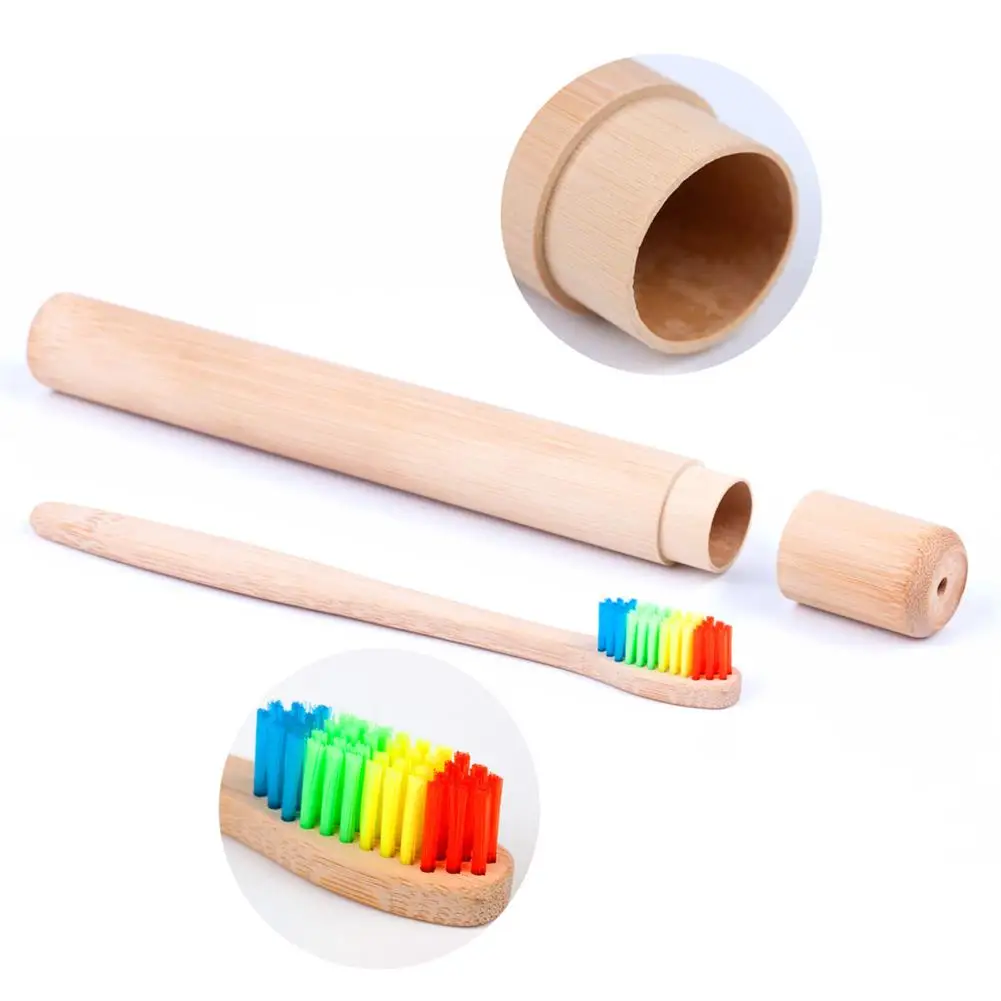 

Travel Toothbrush Case Toothbrush Protect Holder Storage Tube Box natural Bamboo Travel Case Soft Head Teeth Brush