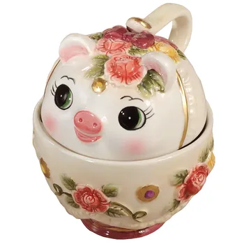

Victoria Ceramic Pig Coffee Cup Features Pink Cute Pig Cup Exquisite Gift High-end Home Living Room Lovers Cup M1877