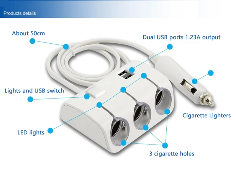 3-Ways-120W-Universal-Car-Cigarette-Lighter-Sockets-Splitter-Power-Adapter-Dual-USB-Charger-3-1A (2)