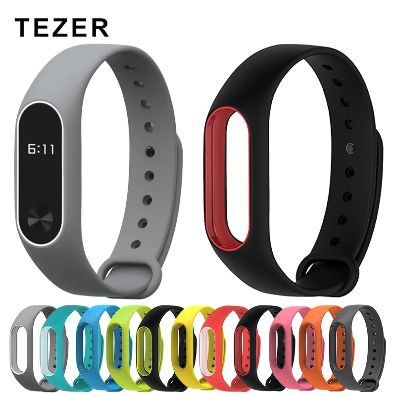

Original Colorful Silicone Double Color Wrist Strap Bracelet Replacement for Original watch Miband 2 Xiaomi Mi band 2