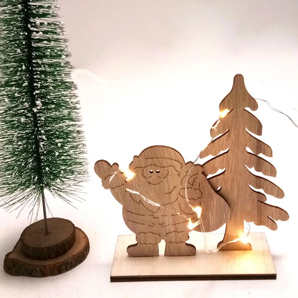 

Wooden Christmas Tree Santa Claus Creative Ornaments DIY Home Decoration Crafts Gifts For Children