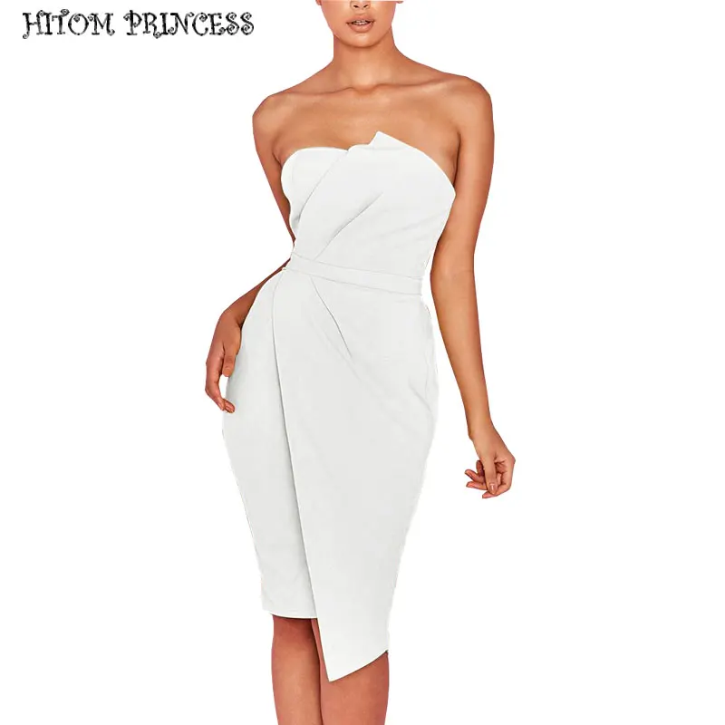 HITOM принцессы без бретелек Bodycon платье знаменитости Вечеринка Для женщин летние