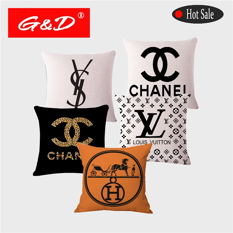 

Fashion Channel Skirt and Perfume Bottle Cushion Cover Linen Printing Home Sofa Seat Decorative Pillowcase Capa Almofada45*45CM