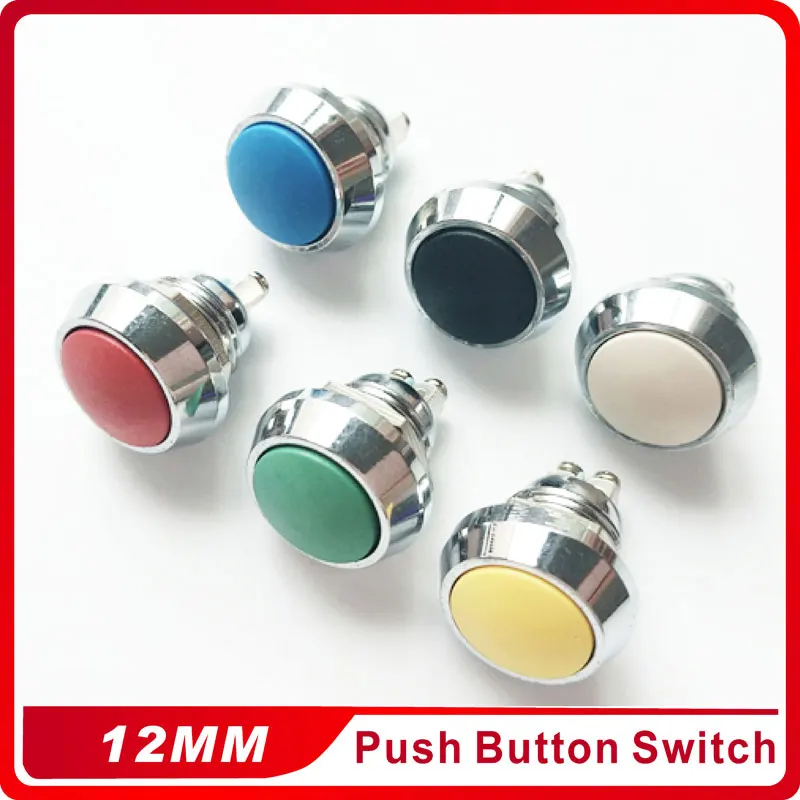 

1pc 12mm Stainless Steel Colorful Momentary Horn Door Bell Power Push Button Siwtch Screw Feet Terminal Car Auto Engine Start PC