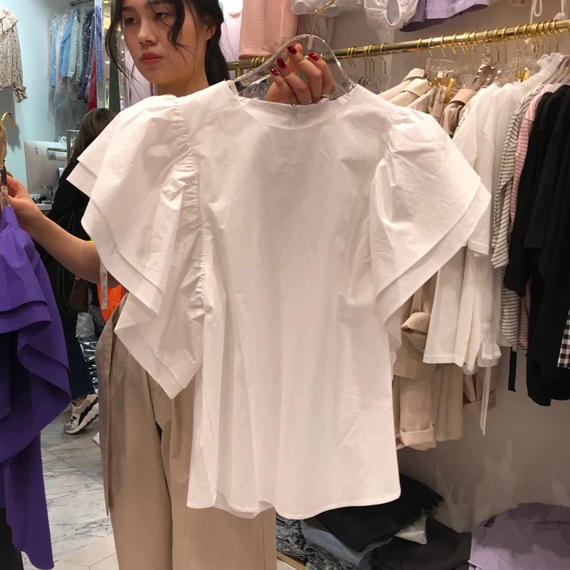 

SexeMara fashion The New Ruffle splice T-shirt free shipping