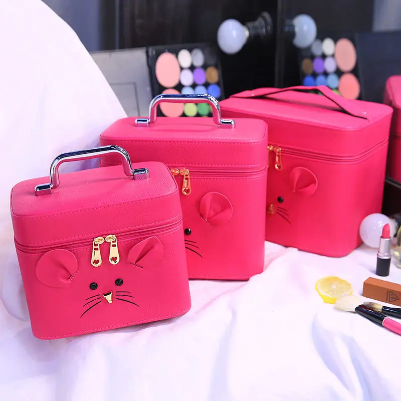 النساء قدرة كبيرة المهنية ماوس ماكياج منظم الأزياء حقيبة مستحضرات تجميل متعدد الطبقات صندوق تخزين المحمولة