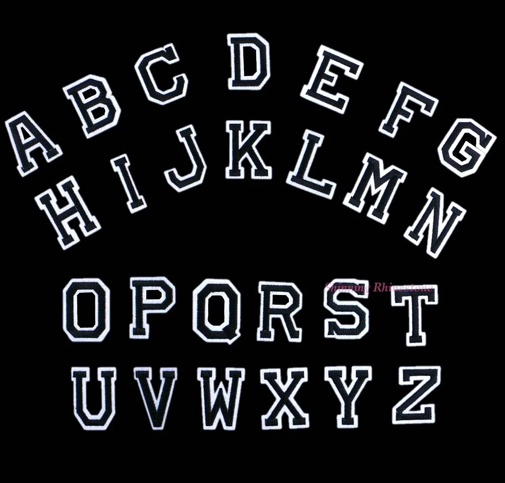 

English Letters Patch Alphabet Word Brand Patch Embroidered Iron on for DIY Stripes Motif Appliques Garment Clothes Badge