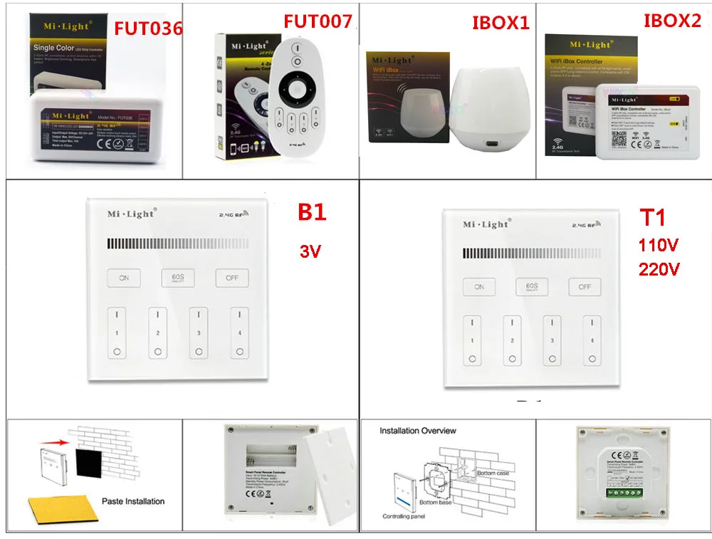 Miboxer Одноцветный пульт дистанционного управления 4 зоны яркости смарт-панель WiFi iBox смарт-контроллер для светодиодной ленты FUT036/iBox1/iBox2/B1/T1