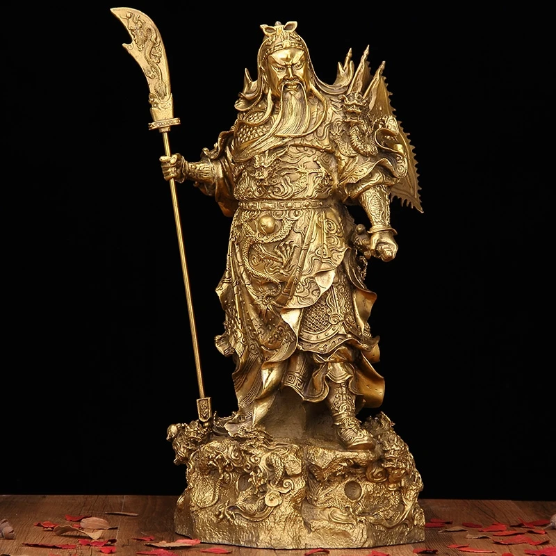 

A copper statue of Guan Gong, 27cm Wu wealth business gifts lucky town house decoration Feng Shui crafts