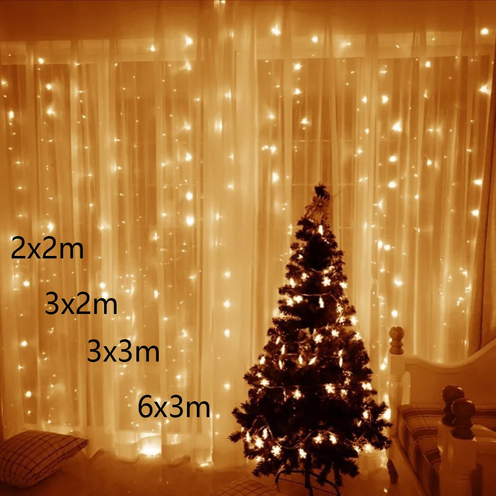 

3x2/3x3/6x3m 300 LED Icicle fairy String Lights Christmas Wedding Party Fairy Lights garland Outdoor Curtain Garden Decoration