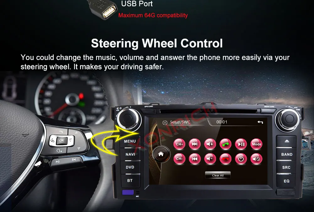 Top 2 Din Car Radio GPS Car DVD Player For Toyota Corolla /AURIS/Altis/2012 2013 Tape Recorder Stereo FM 3G 6