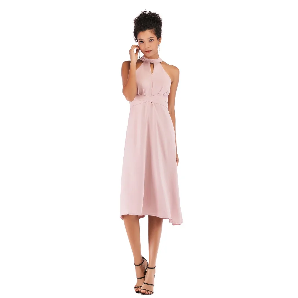 

YYFS 2019 New Sexy Women Sleeveless Summer Dress Cotton Hanging Neck Bandage Slim Maxi Long Dress Backless Party Dresses Vestido