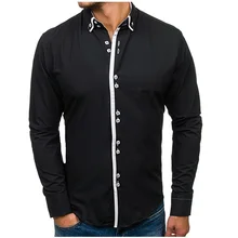 Мужская рубашка Брендовые мужские рубашки с длинными рукавами Повседневные однотонные многокнопочные Популярные Цветные приталенные рубашки мужские s Гавайские XXXL