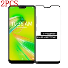 2PCS Full Cover กระจกนิรภัยสำหรับ Asus Zenfone Max Plus M2 ZB634KL หน้าจอ Protector ฟิล์มสำหรับ ASUS ZB634KL แก้ว