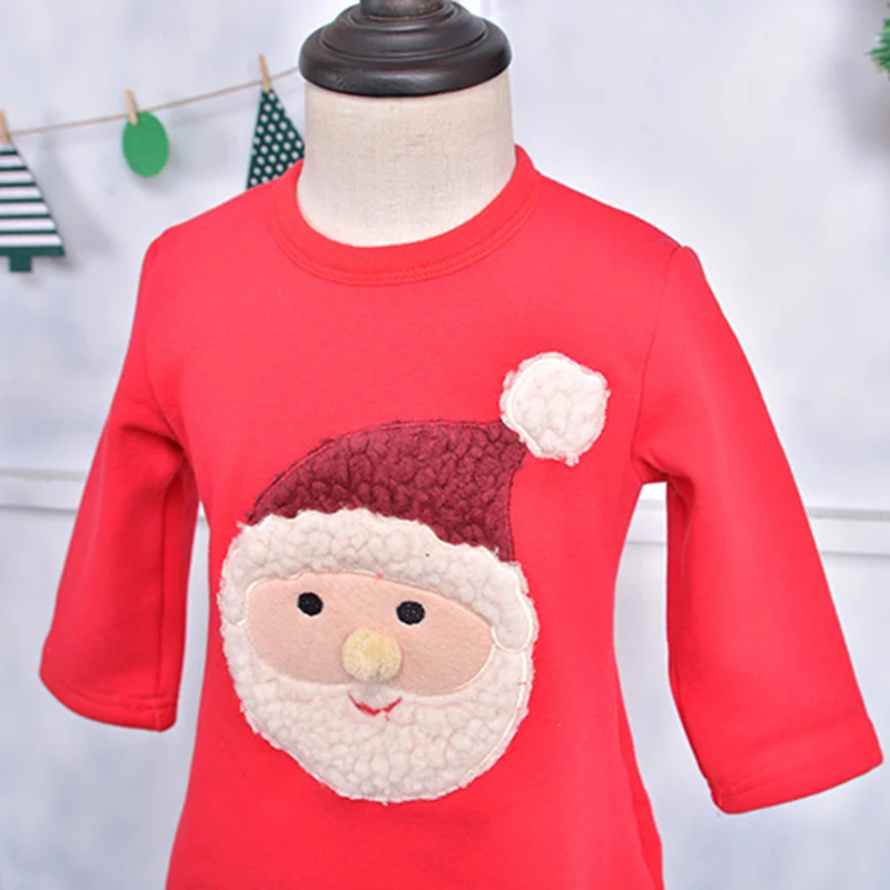 Зимняя теплая нашивка с добавлением шерсти; одинаковые комплекты для семьи; детская футболка с добавлением шерсти; Теплая семейная одежда; P201