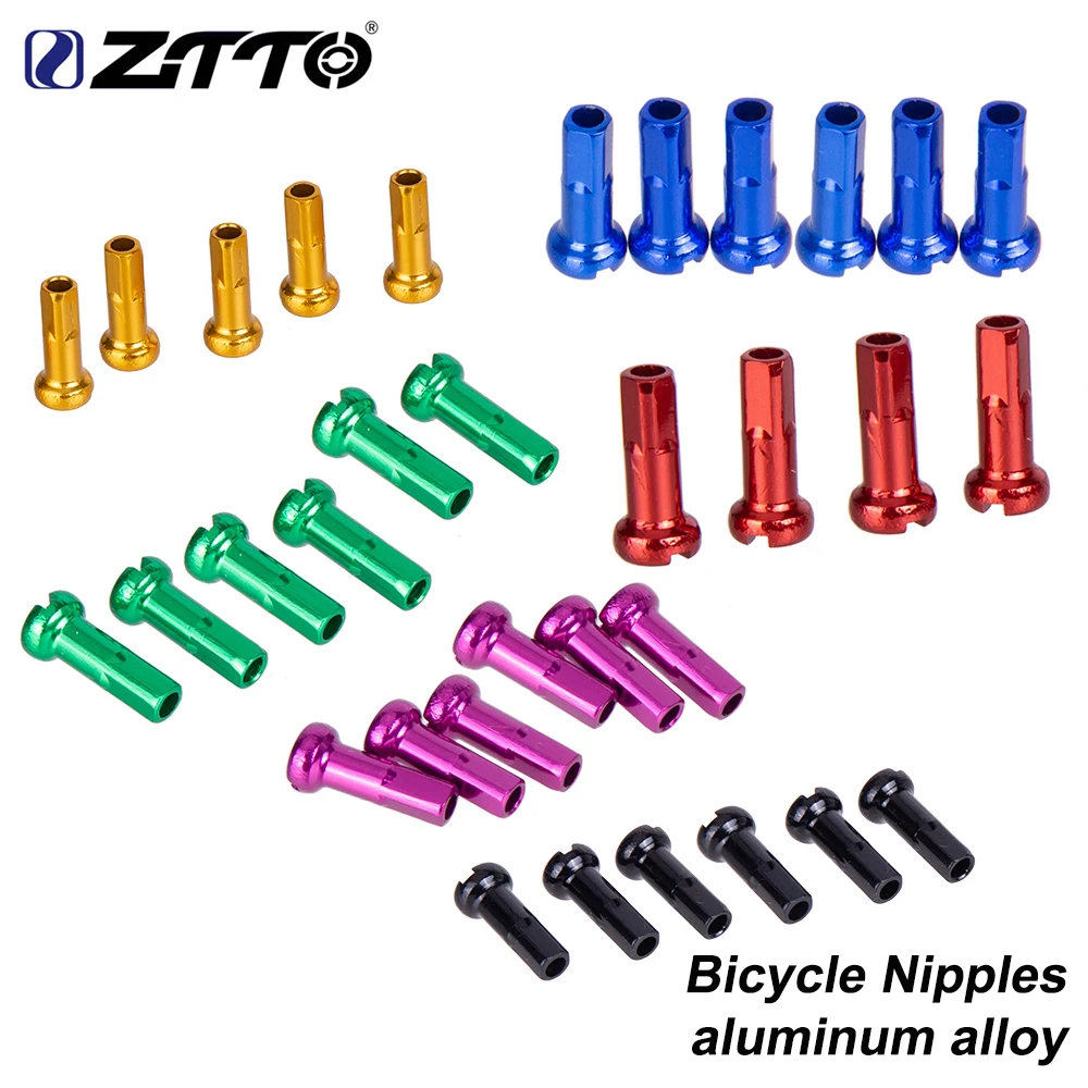 Ztto bico de bicicleta mtb 100 peças, mamilos de bicicleta de estrada 14g 2.0 14mm 2.0mm, liga de alumínio de alta resistência ultraleve raios coloridos mamilo