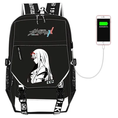 Аниме Дарлинг в FRANXX Strelizia Хиро Zero два Рюкзак Холст Школьные сумки Сумка для ноутбука путешествия - Цвет: A