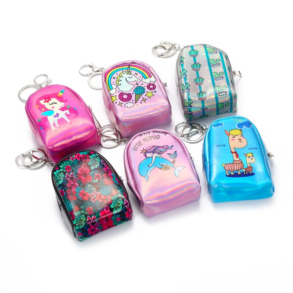 

Unicorn Children's Kawaii Coin Pocket PU Leather Small Mini Mermaid Cactus Horse Girls Zipper Change Money Earphone Storage Bag