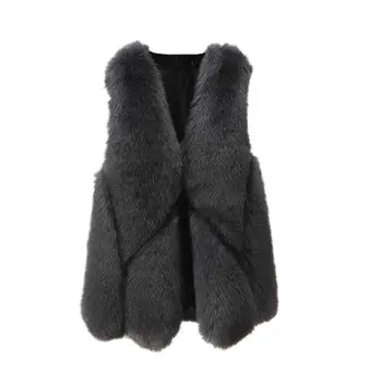 

Fox fur grass vest female autumn winter 2018 Korean fashion solid color vest leather fur coat long slim coat warm vest jacket