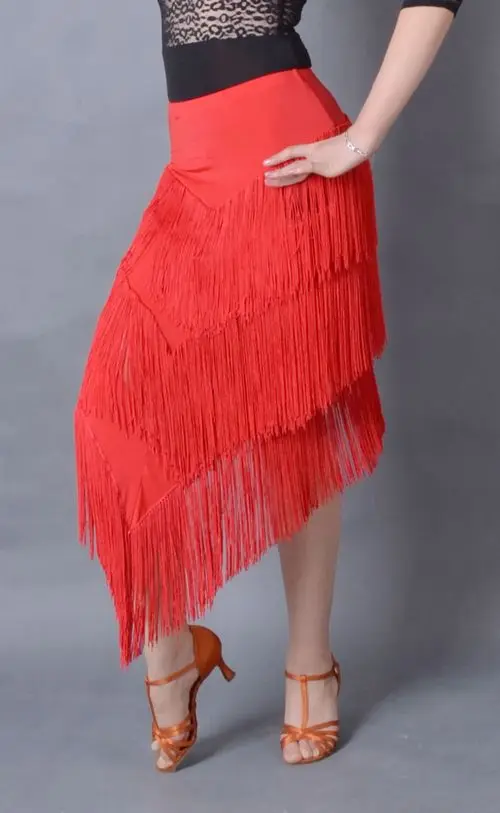Falda Flamenca Falda De Baile Latina Con Flecos Seda De Leche