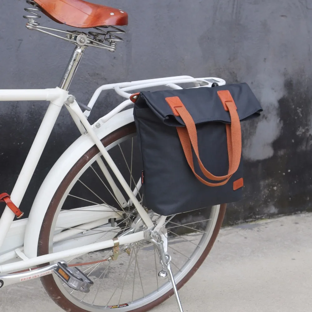 Tourbon винтажная велосипедная сумка из вощеного холста, водонепроницаемая Ретро велосипедная сумка, сумка для езды на велосипеде, сумка для переноски на заднем сиденье, темно-синяя