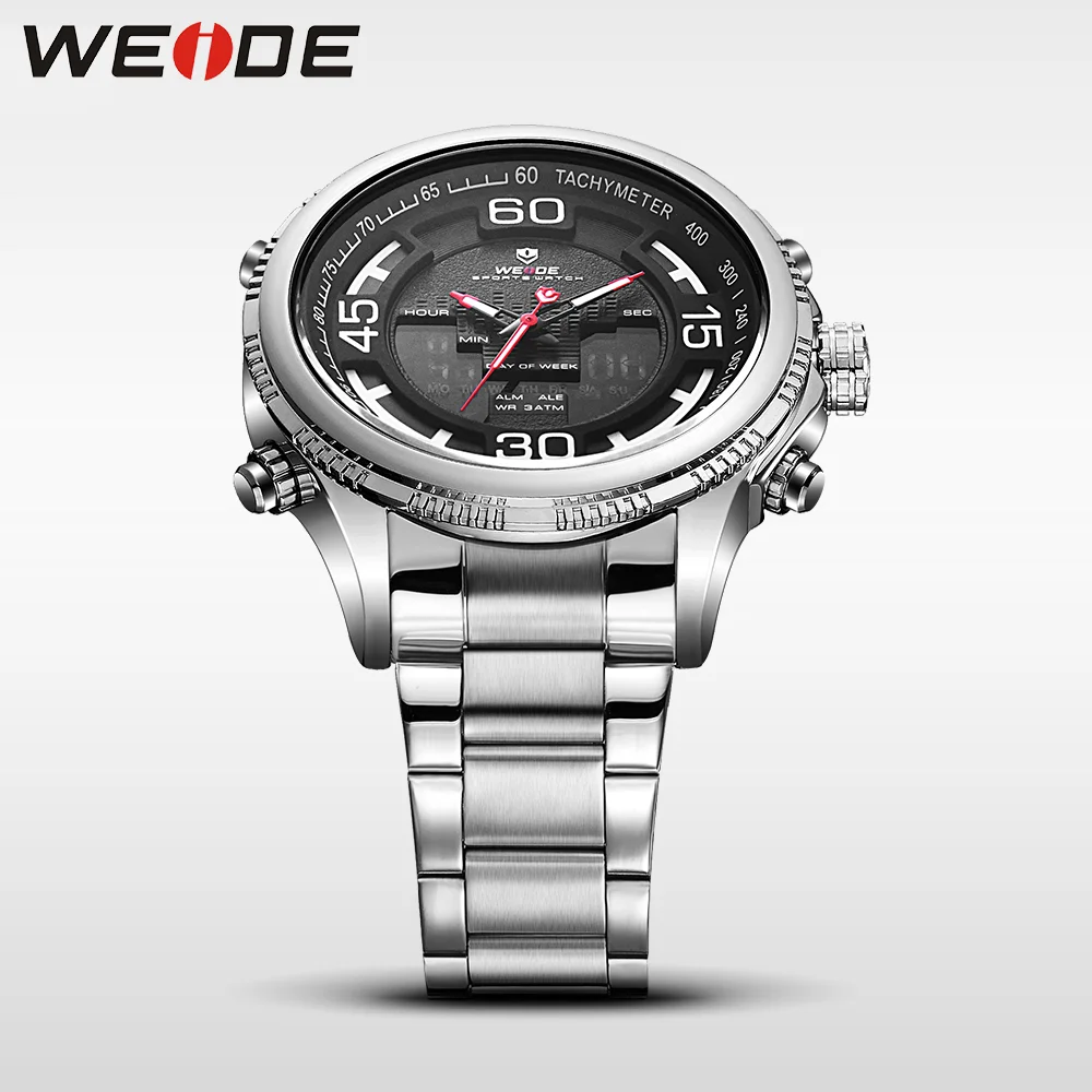 WEIDE Оригинальные спортивные мужские часы из нержавеющей стали кварцевые