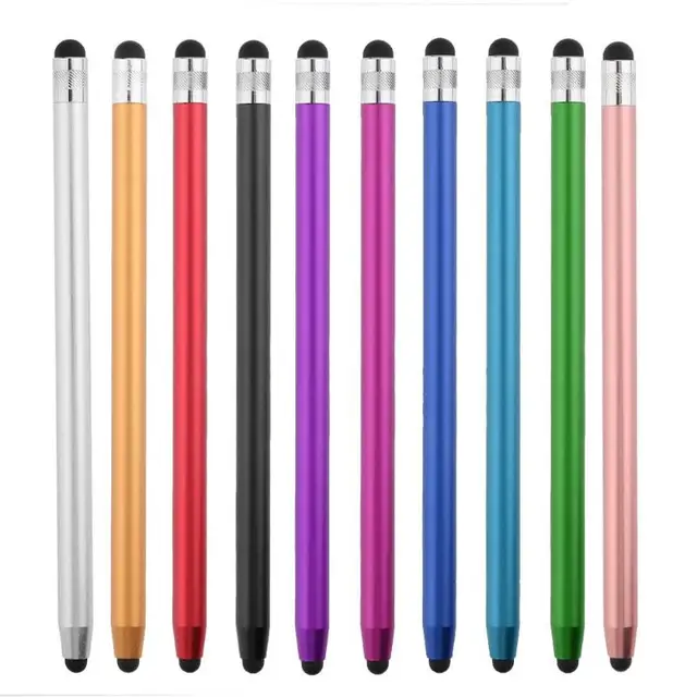 10 Colors Round Dual Tips Capacitive Stylus Touch Screen Drawing Pen for Phone iPad Smart Phone Tablet PC Computer Drop Shipping