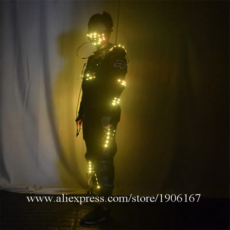 New arrived RGB color LED armor LED Suits Robot Costume LED Luminous Clothing For Night Clubs Party KTV04