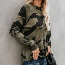 Women Ladies Blouse Oversized Loose Casual Camouflage Camo Blouse Top Long Sleeve Blouse Tops casual twist blouse