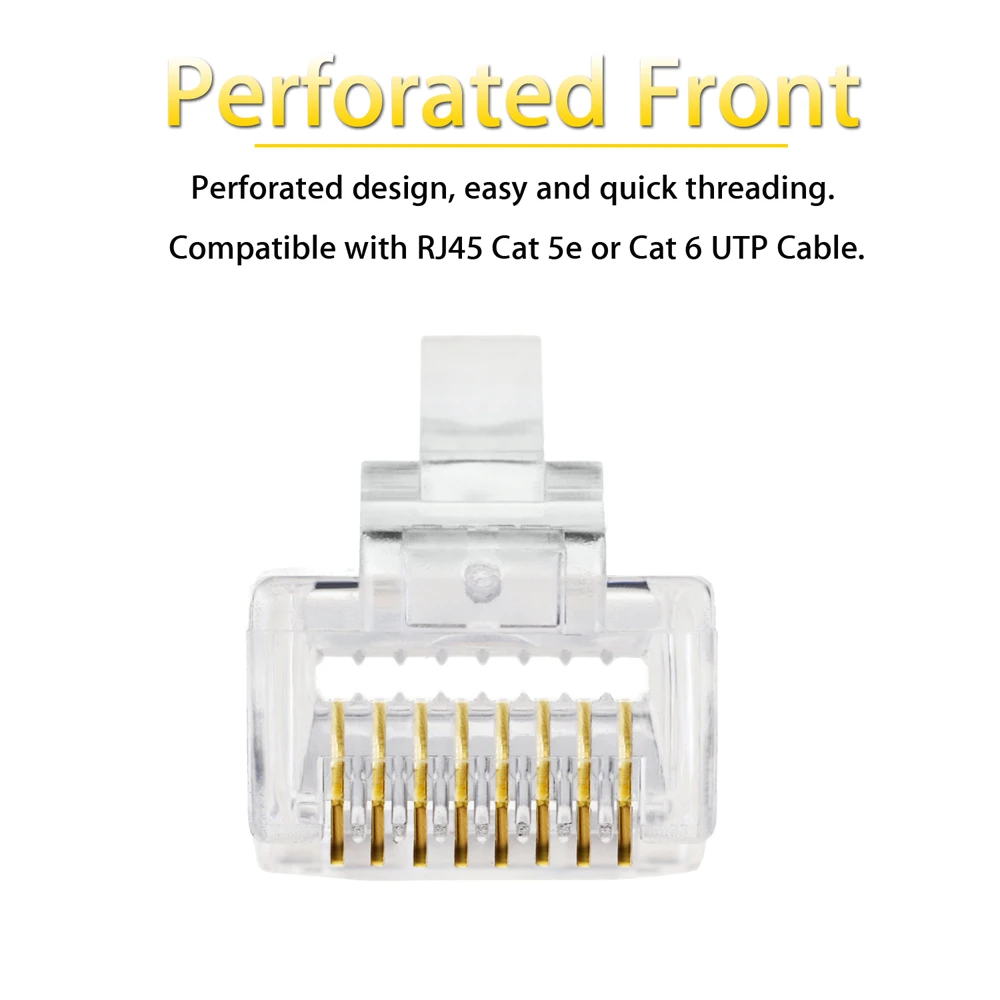 Cat5e Cat6 RJ45 Connector ez RJ45 Cat6 plug Network Ethernet Cable UTP Modular Plug Cat5 Have Hole easy pass Connector