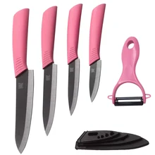 Küche Keramikmesser Set Black Blade Rosa Griff 3 Zoll 4 Zoll 5 zoll 6 Zoll Messer + Ein Schäler 5 Stück Set Neue Kochen Messer