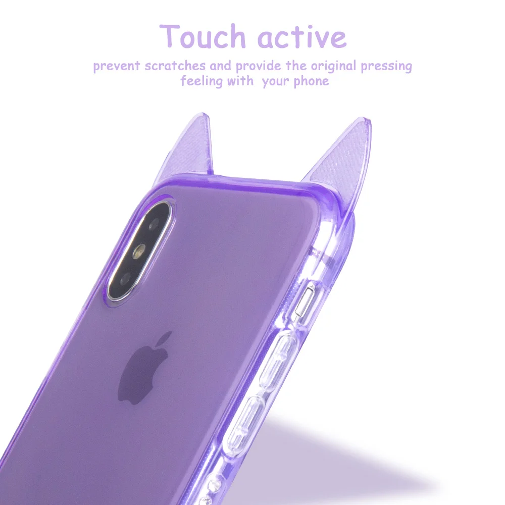 Чехол Ascromy для iPhone XS Max с милыми кошачьими ушками блестящий силиконовый