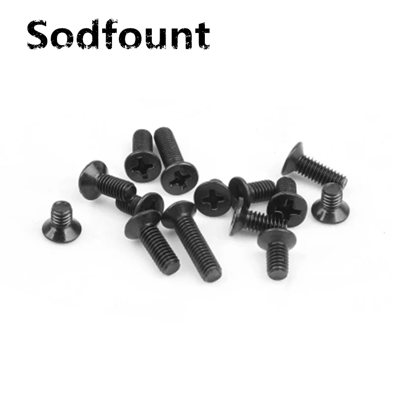 

100pcs/Lot Cross countersunk head flat head screw M2X3/4/5/6/7/8/10/12/16/18mm KM/FM iron black mechanical electronic screw