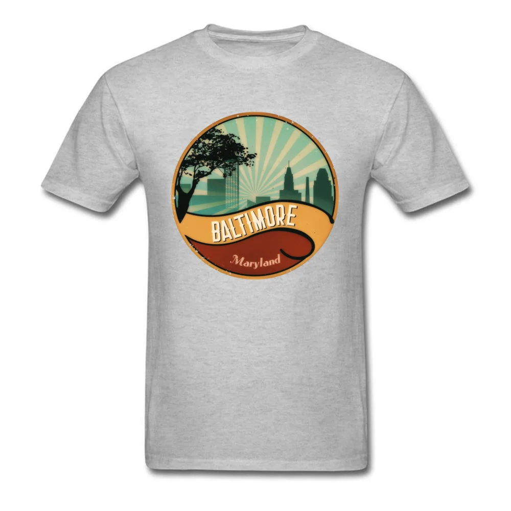 Custom Baltimore Art Deco Design Young T-Shirt Cheap Summer Fall Short Sleeve Crewneck 100% Cotton Tops T Shirt Tops Shirt Baltimore Art Deco Design grey