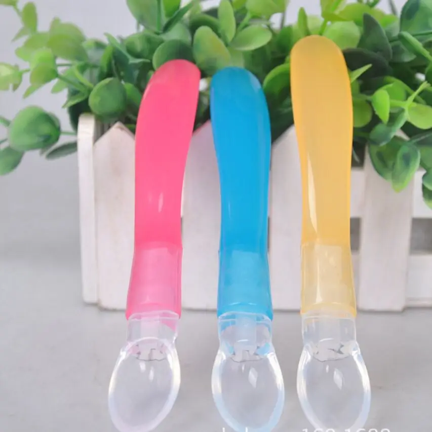 baby spoons feeding dishes Tableware for children flatware cutlery colher spoon silicone tools-Elbow-Spoon Feeding Practical