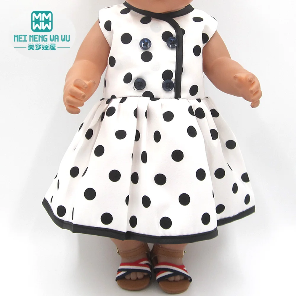 Одежда для куклы, подходит для ребенка 43 см, кукла новорожденного и американская кукла, модное платье в горошек