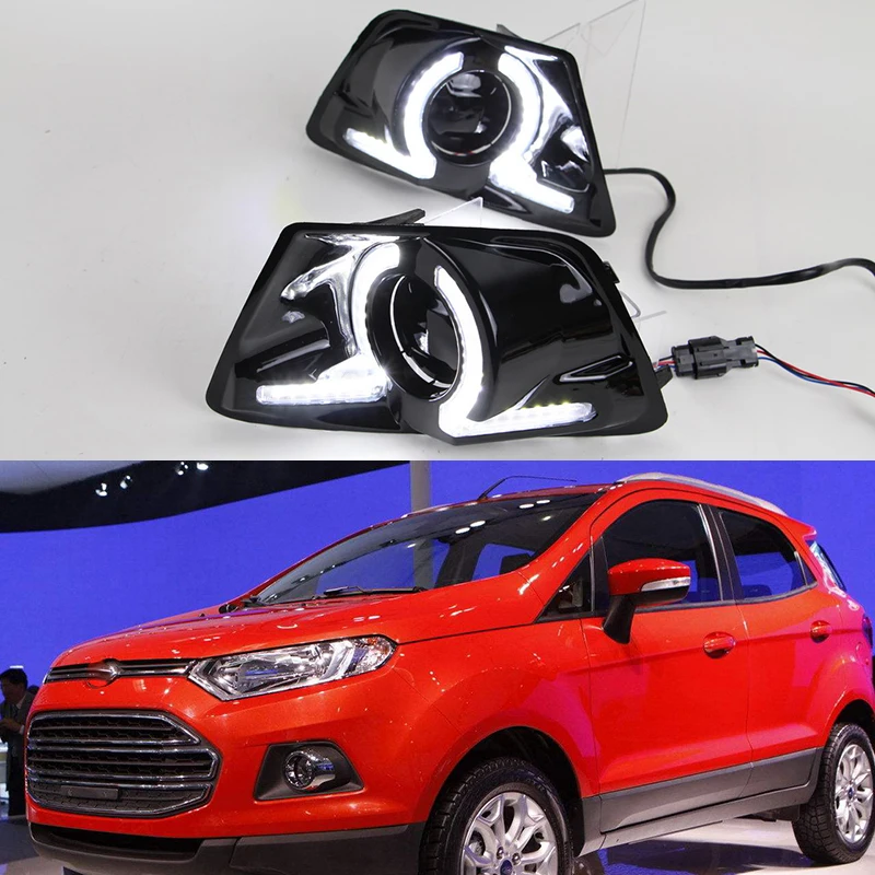 Автомобиль мигает 1 пара светодиодные водозащитные фары дневного света drl дневные ходовые огни для Ford Ecosport 2013 дальнего света