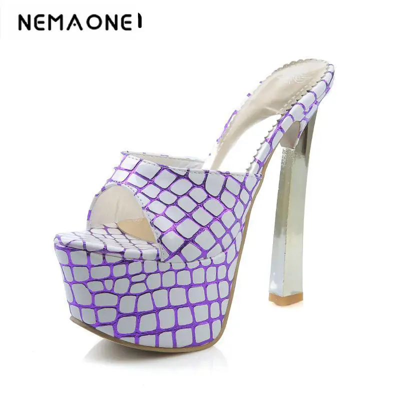

2018 Summer Style Women Platform Fashion Open Toe Sandals thin High Heels Slipper ladies shoes