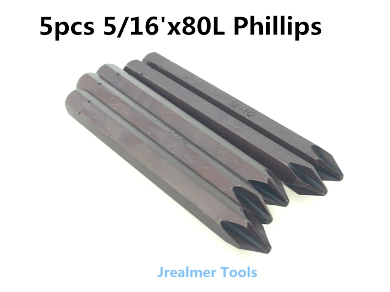 

5pcs 5/16"*80L Phillips Bit Set Magnetic Electric Screwdriver Bits PH2 Power Tools