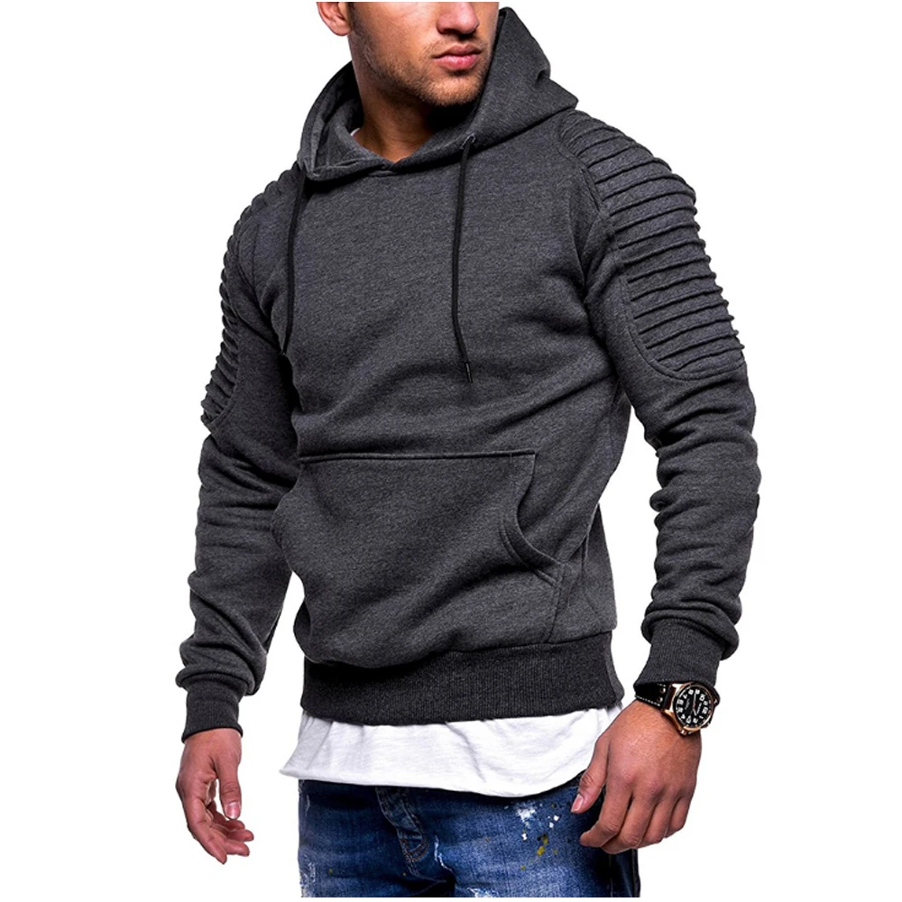 

2019 Men Hoodies Brand Fashion Solid Color Fold Sweatshirt Male Hoody Hip Hop Autumn Winter Hoodie Mens Pullover Black