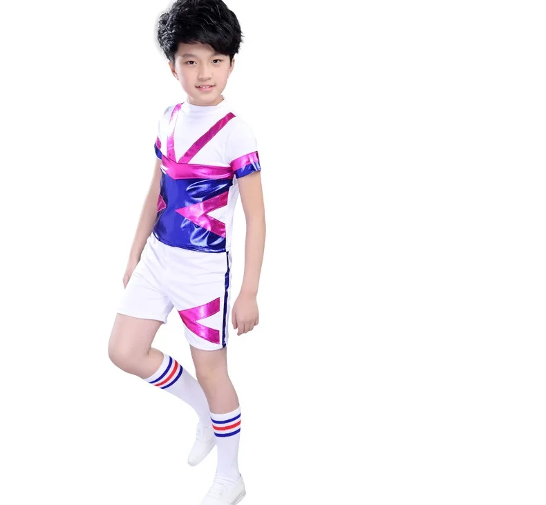 High School Cheerleading Costume Cheer Girls Cheerleader Uniform Party Outfit Tops with Skirt Children cheerleading Jazz Dance  (6)